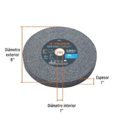 [SE-P2371] RUEDA RECTA 8"*1" G36 (GRIS) TRUPER